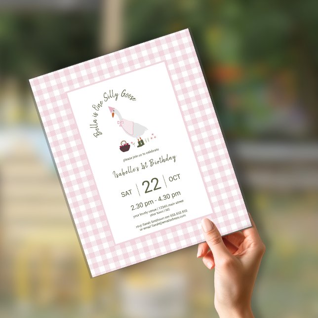 Papier Budget Une fille d'oie sotte rose 1er anniversaire (Créateur téléchargé)