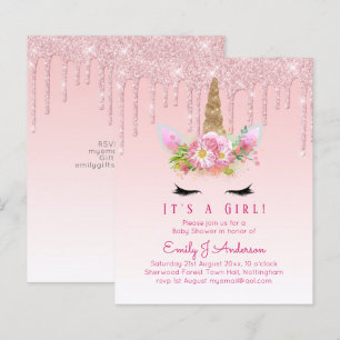 Papier Budget Unicorn Baby shower Rose Girls mignonne