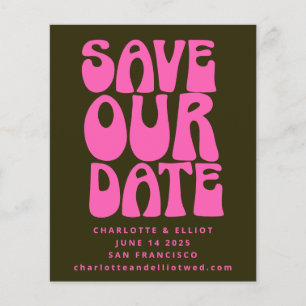 Papier Budget Unique Groovy 70s Rose Vert Save The Date