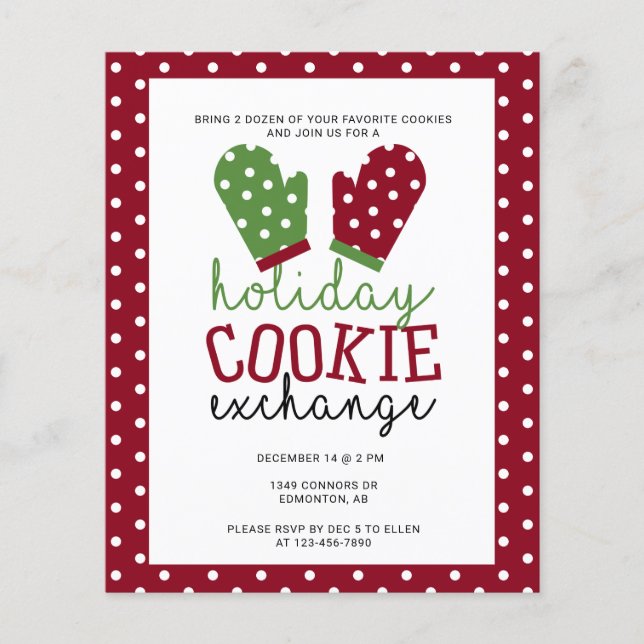 Papier Budget Vacances Cookie Exchange Party Oven Mitts (Devant)