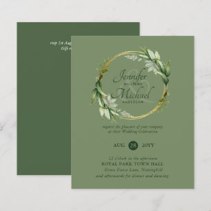 Papier BUDGET Verdure couronne Faire-part de mariage mode