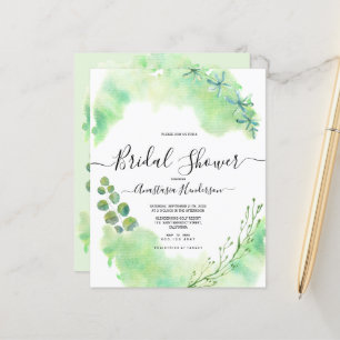 Papier Budget-verdure. Douche nuptiale. Invitation