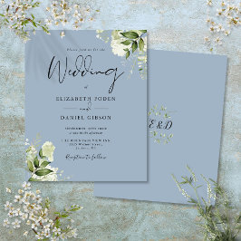 Papier Budget Verdure Dusty Blue Faire-part de mariage