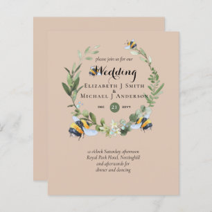 Papier BUDGET Verdure Eucalyptus Bees Mariage Invite