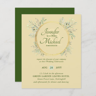 Papier BUDGET Verdure Wreath Green Gold Wedding Inviter