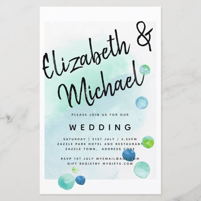 Papier BUDGET Verre de mer Mariage Abstrait moderne (Devant)