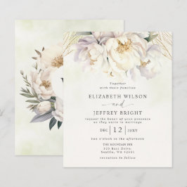 Papier Budget Vert Blanc Floral Mariage Invitations