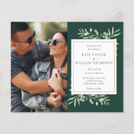 Papier Budget Vert Émeraude Photo de mariage Invitation