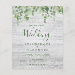 Papier Budget Vert Faire-part de mariage rustique