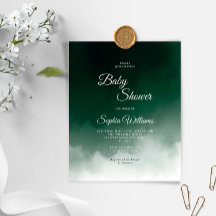 Budget Vert foncé Baby shower moderne Invitation