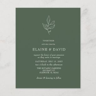 Papier Budget Vert Moderne Botanique Mariage Invitations