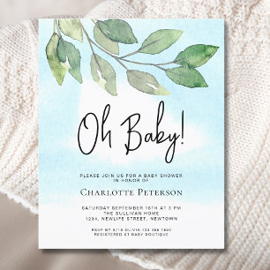 Papier Budget Vert Oh Baby Baby shower Invitation