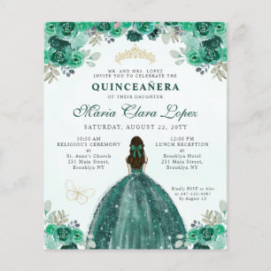 Papier Budget Vert Or Floral Glam Princesse Quinceañera