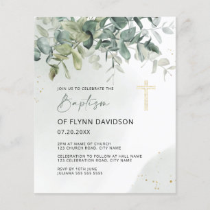 Papier Budget Vert & Or Verdure Baptême Christening