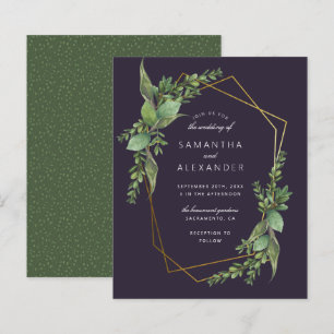 Papier Budget Vert violet & or Mariage géométrique
