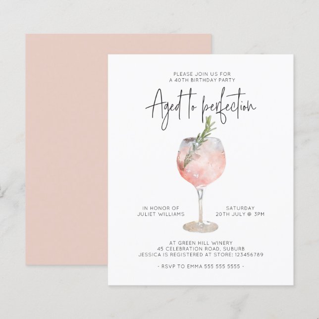 Papier Budget Vin rose vieilli à la perfection 40e annive (Devant / Derrière)