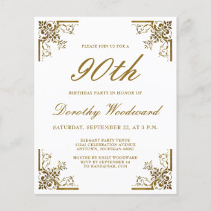 Papier Budget Vintage Gold Script Anniversaire Invitation