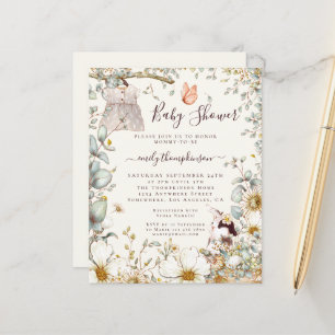 Papier Budget Vintage robe fille Baby shower crème Invita