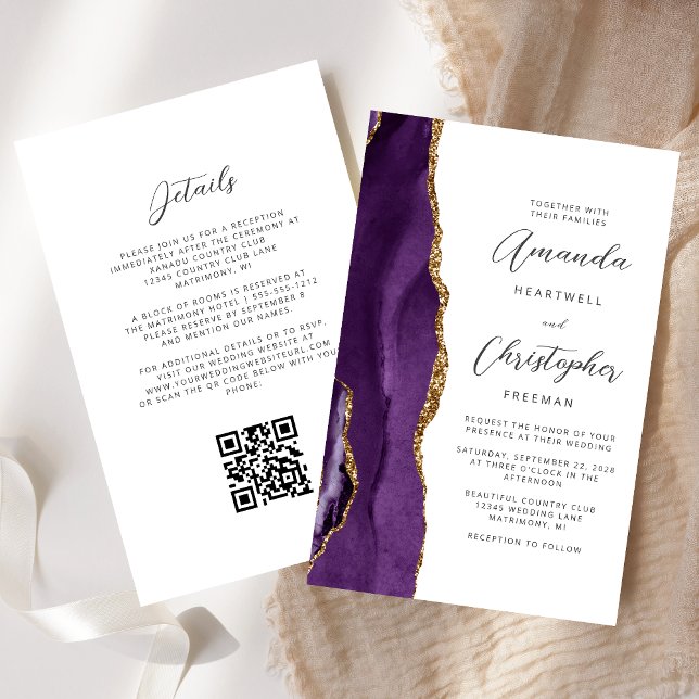 Papier Budget Violet Agate Code QR Mariage (Créateur téléchargé)
