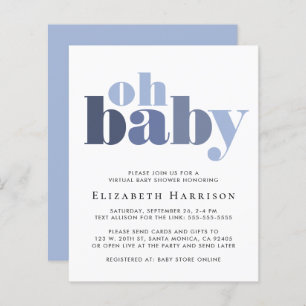 Papier Budget Virtual Baby Boy Shower Blue Invitation