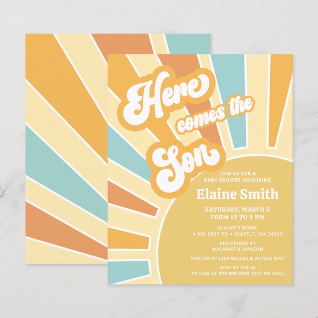 Papier Budget Voici le fils baby shower Invitation (Devant / Derrière)