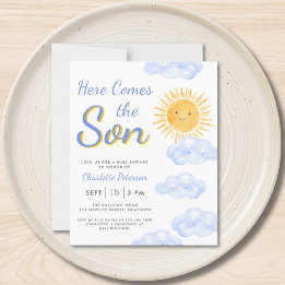 Papier Budget Voici Le Fils Garçon Invitation Baby shower