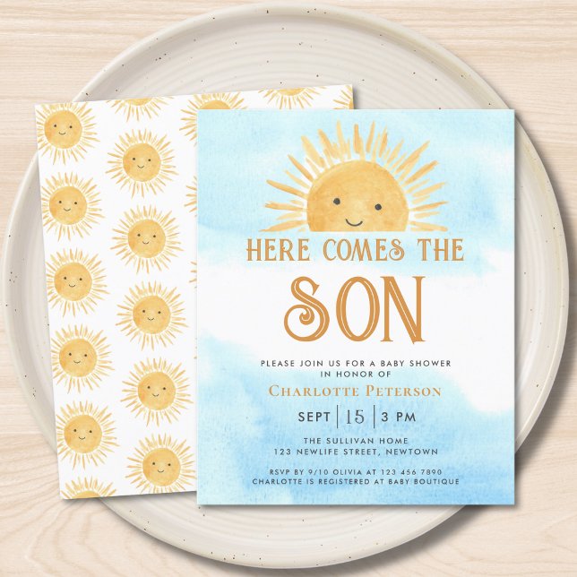 Papier Budget Voici L'Invitation Du Fils Baby shower (Créateur téléchargé)