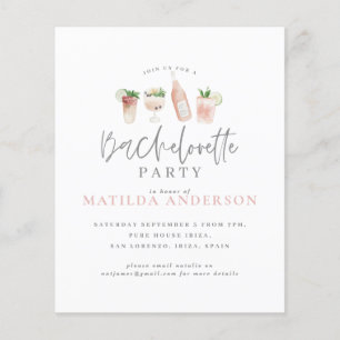 Papier budget watercolor bachelorette invitation
