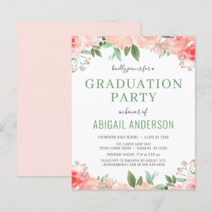 Papier Budget Watercolor Floral Graduation Invite