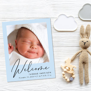 Papier Budget Welcome 4 Photo Blue Faire-part de naissanc