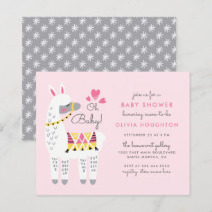 Papier Budget Whimsstel Pastel Rose Llama Oh Baby shower