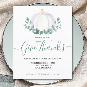 Papier Budget White Citrouille Thanksgiving Invitation