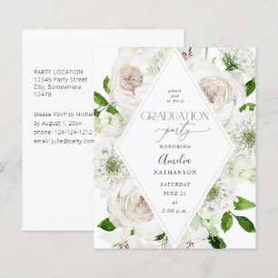 Papier Budget White Floral Graduation Party