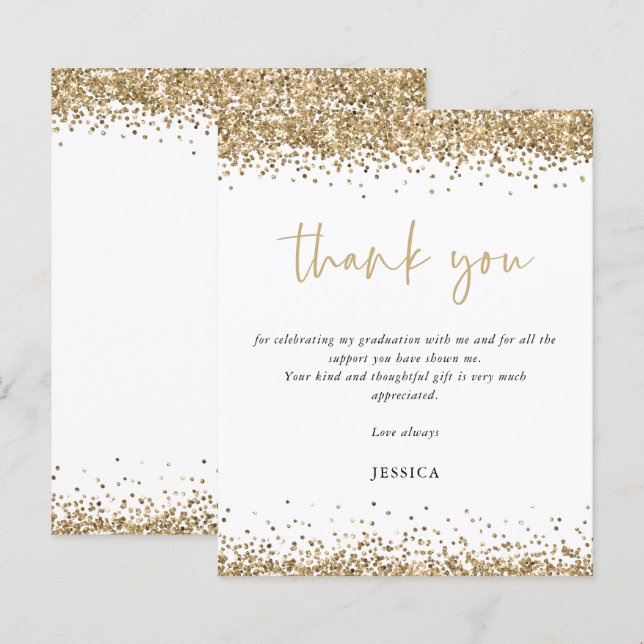 Papier Budget White Gold Parties scintillant 2024 Graduat (Devant / Derrière)