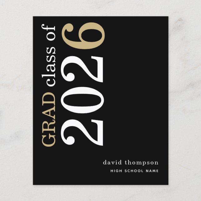 Papier Budget White Gold Texte 2025 Grad Faire-part (Devant)