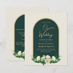 Papier BUDGET White Roses Forêt Vert Mariage d'hiver INV