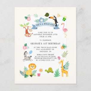 Papier Budget Wild One Animaux 1er Invitation anniversair
