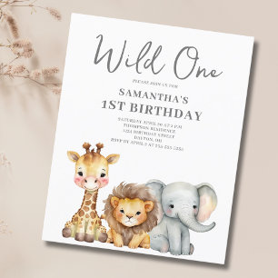 Papier Budget Wild One Safari 1er anniversaire Invitation