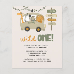 Papier Budget Wild One Safari Animaux 1er anniversaire In