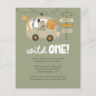 Papier Budget Wild One Safari Animaux 1er Anniversaire Ve