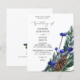 Papier Budget Winter Blue Berries & Pine Greenery Mariage