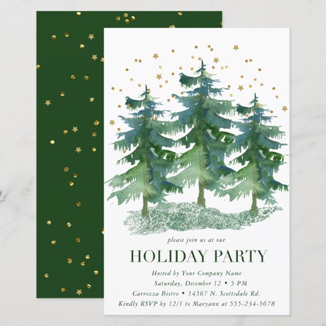 Papier Budget Winter Forest Company Fête Invitation (Devant / Derrière)