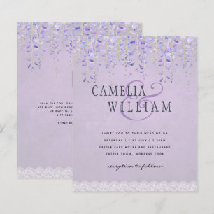 Papier BUDGET Wisteria Purple Floral Lace Mariage INVITE