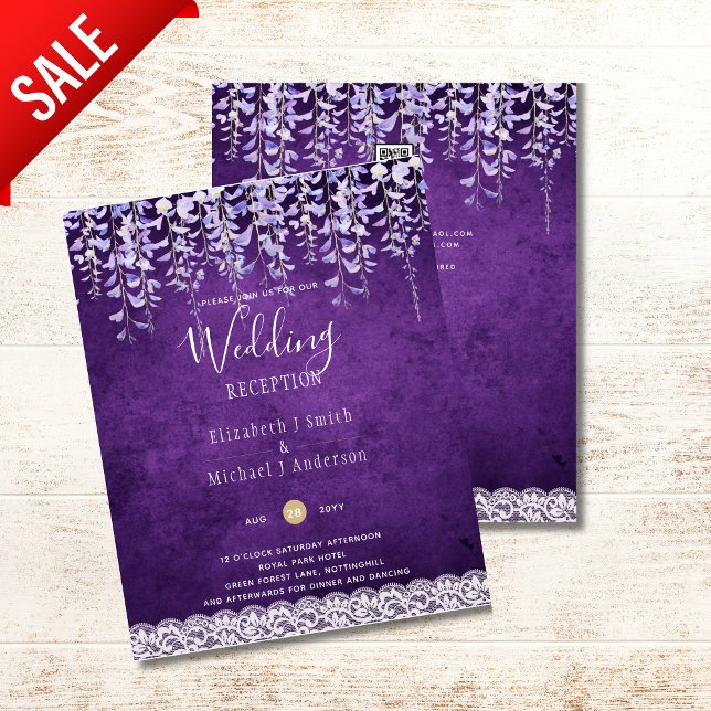 Papier BUDGET Wisteria Purple Floral Lace Mariage INVITE (Créateur téléchargé)