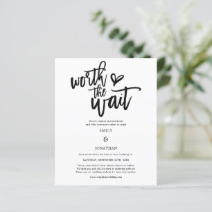Papier Budget Worth the Wait Wedding Enregistrer la date