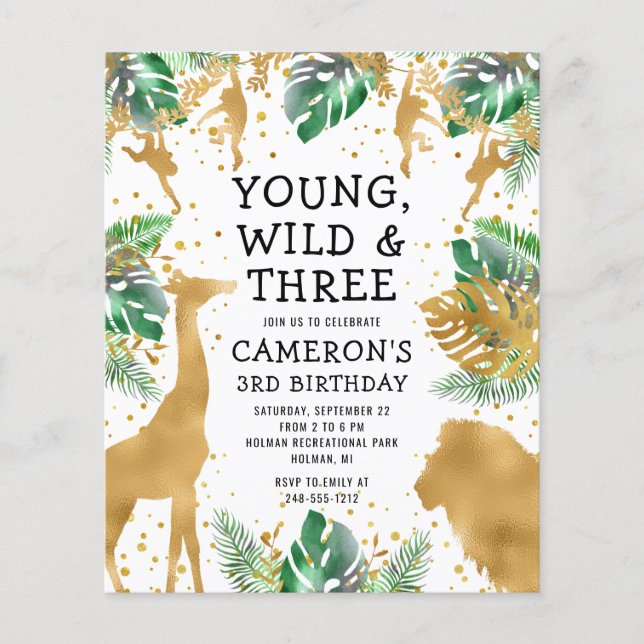 Papier Budget Young Wild Three 3e Invitation d'anniversai (Devant)