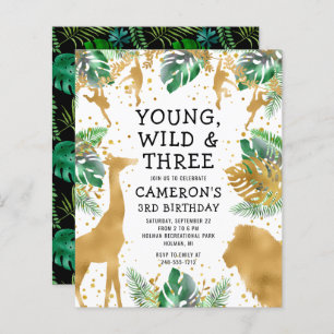 Papier Budget Young Wild Three 3e Invitation d'anniversai
