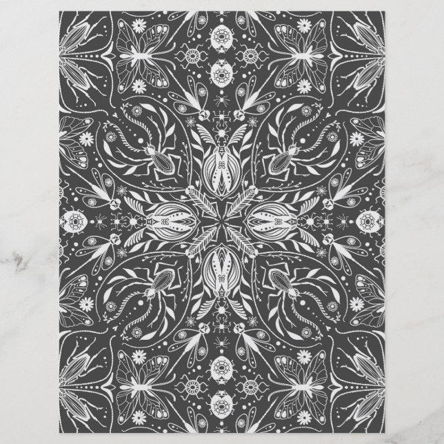 Papier Bugs, blanc cassé sur noir (Devant)