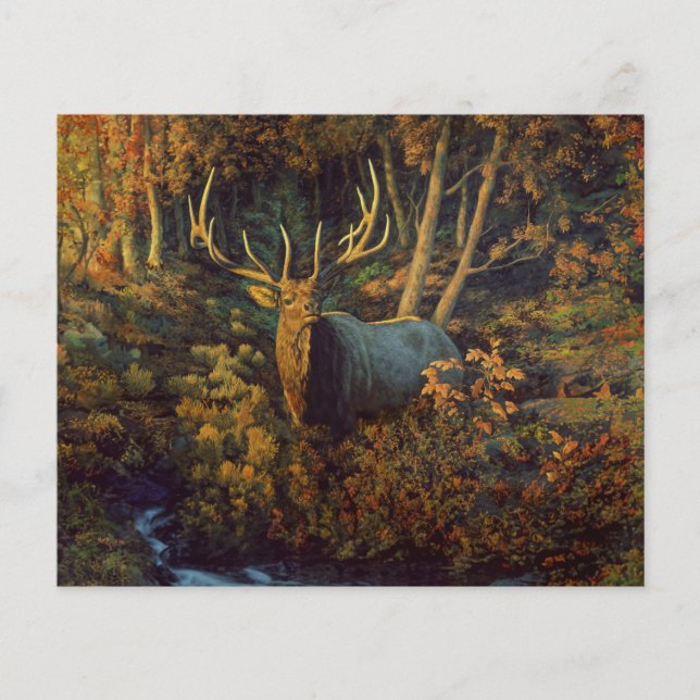 Papier Bull Elk dans la forêt d'automne (Devant)