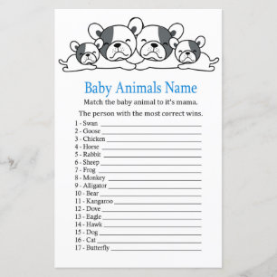 Papier Bulldog Baby Animaux Nom Jeu